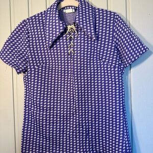 Sears Jr Bazaar Purple and White Polka Dot Short Sleeve Blouse vintage